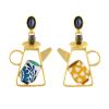 Boucles d'oreilles pointes Taratata Bijoux Cannelle Métal, résines colorées dont les motifs sont peints à la main, perles en verre