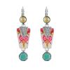 Boucles d'oreilles dormeuses Taratata Bijoux Tequila Métal, résines colorées dont les motifs sont peints à la main, perles en verre