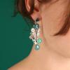 Boucles d'oreilles pointes Taratata Bijoux Green en métal, résines colorées dont les motifs sont peints à la main, poudre de mica