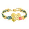 Bracelet ajustable Taratata Bijoux Archipel Métal, résines colorées dont les motifs sont peints à la main, perles en verre, strass, quartz teinté