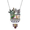 Collier Taratata Bijoux Ciboulette Métal, résines colorées dont les motifs sont peints à la main, strass, perles en verre, chaîne de strass