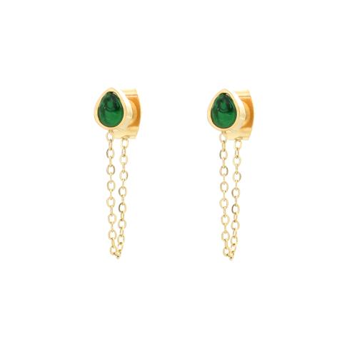 Boucles d’oreilles dorées Zag Bijoux Carole en vert