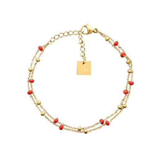 Bracelet doré Zag Bijoux Billes en rouge