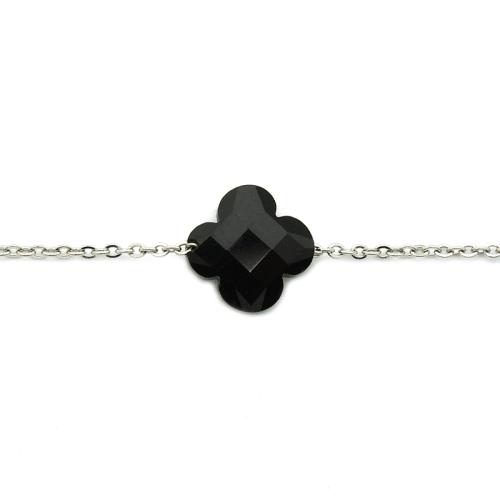 Bracelet Zag Bijoux croix facettée noire