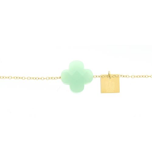 Bracelet doré Zag Bijoux croix facettée vert léger