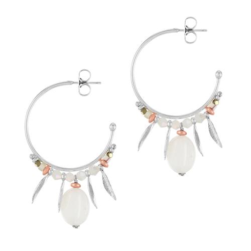 Boucles d'oreilles pointes Taratata Bijoux Brindille  Métal, perles en verre, perles en nacre, perle en quartz
