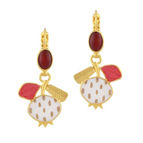 Boucles d'oreilles dormeuses Taratata Bijoux Orient en métal doré avec des perles en verre.