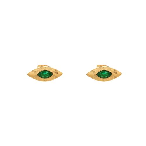 Boucles d'oreilles pointes dorée Zag Bijoux Ausar en vert