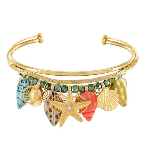 Bracelet Taratata Bijoux Archipel Métal, résines colorées dont les motifs sont peints à la main, perles en verre, strass
