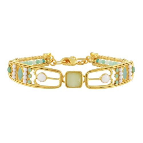 Bracelet doré Taratata Bijoux avec perles en verre et pierres en Amazonite