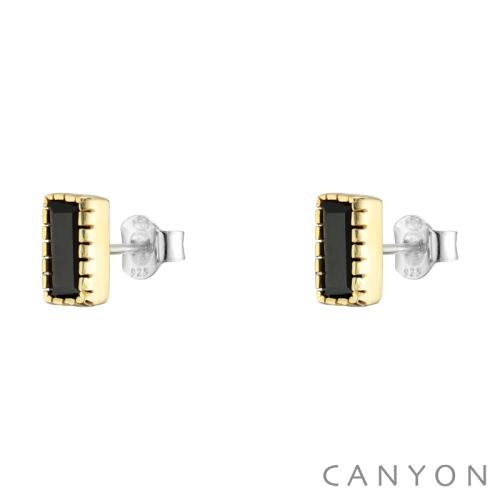 Boucles d’oreilles Argent 925/1000 Canyon rectangle d'onyx noir